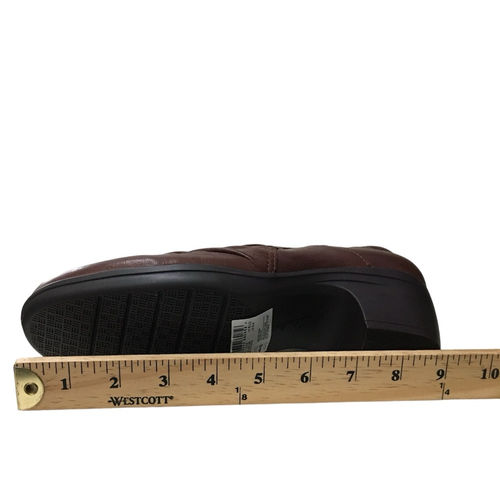 Clarks Collection Brown Emily Cove Leather Slip On Heeled Loafers Booties 9M - Picture 8 of 14